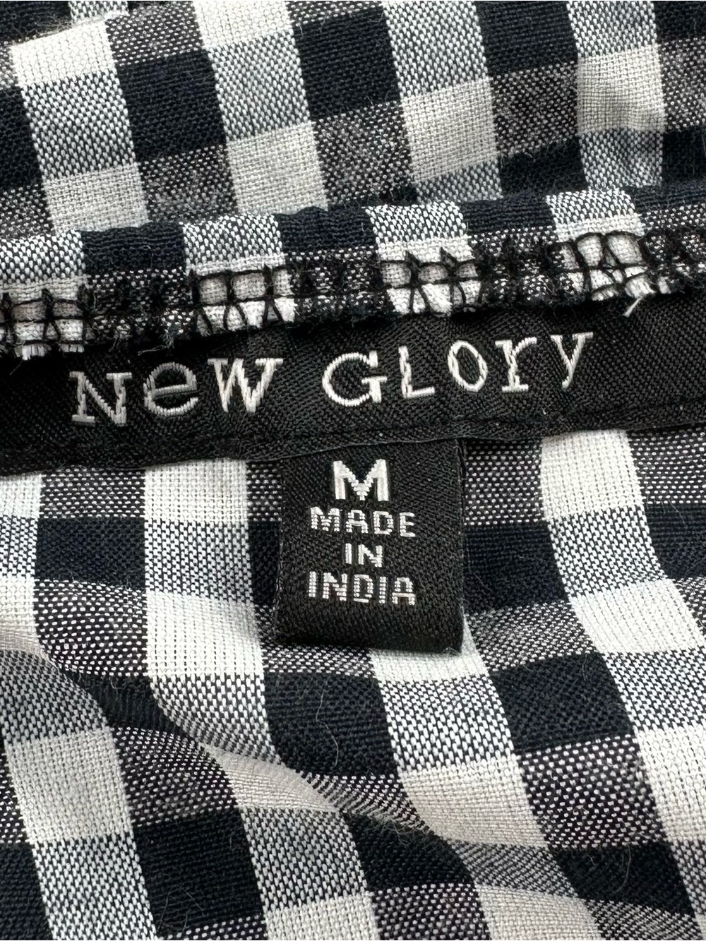 Black & White Gingham Peasant Dress Sz M Picnic Aesthetic Smocked Waist - Picture 7 of 9